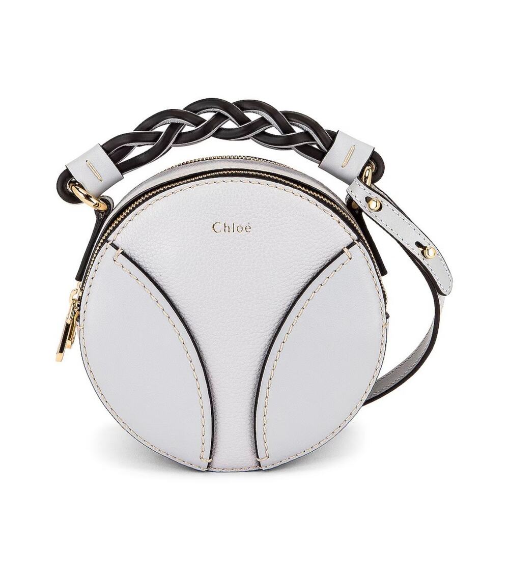 Chloe Mini Daria Round Bag Leather Crossbody Light Cloud Grey Blue